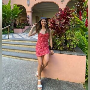 Red Spaghetti Strap Mini Dress Women's Medium